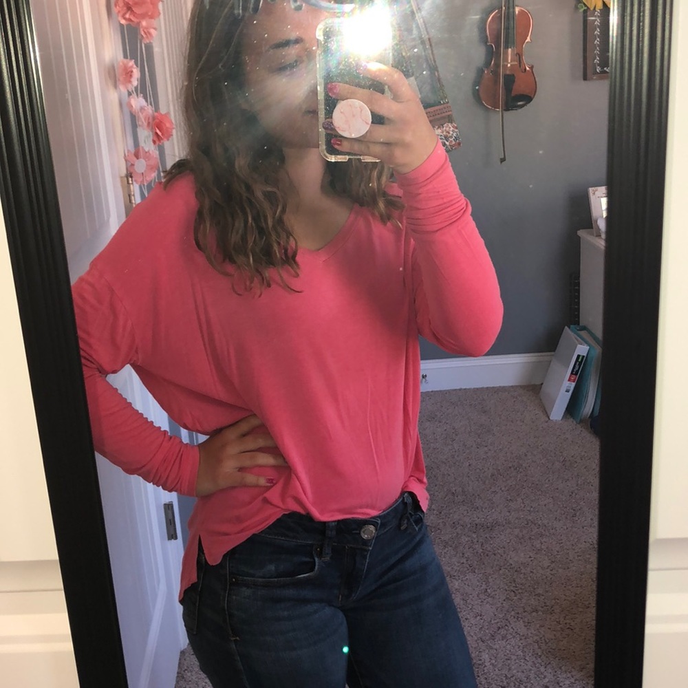 Long sleeve soft v-neck shirt